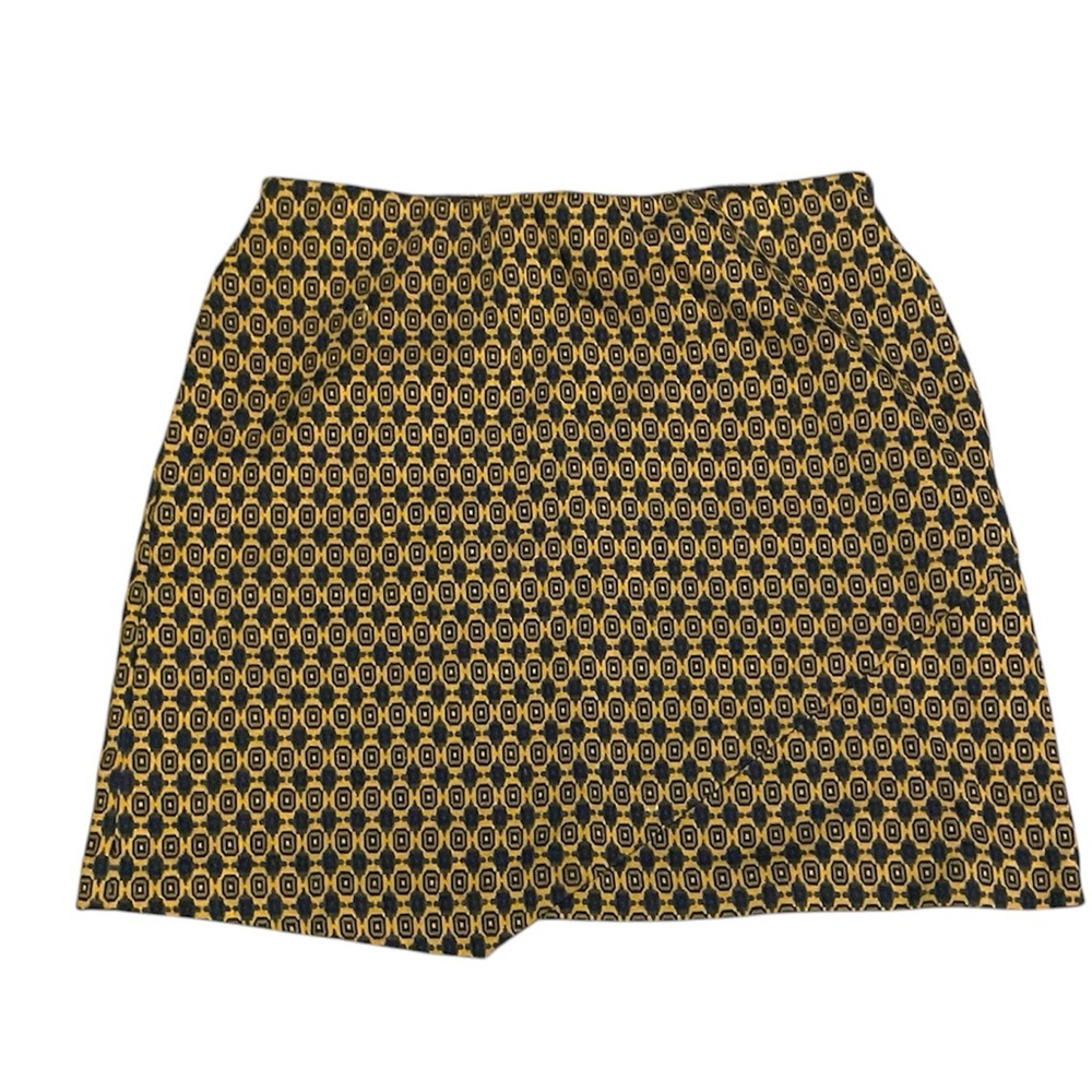 Cabi Size M Black and Mustard Geometric Patterned Skirt